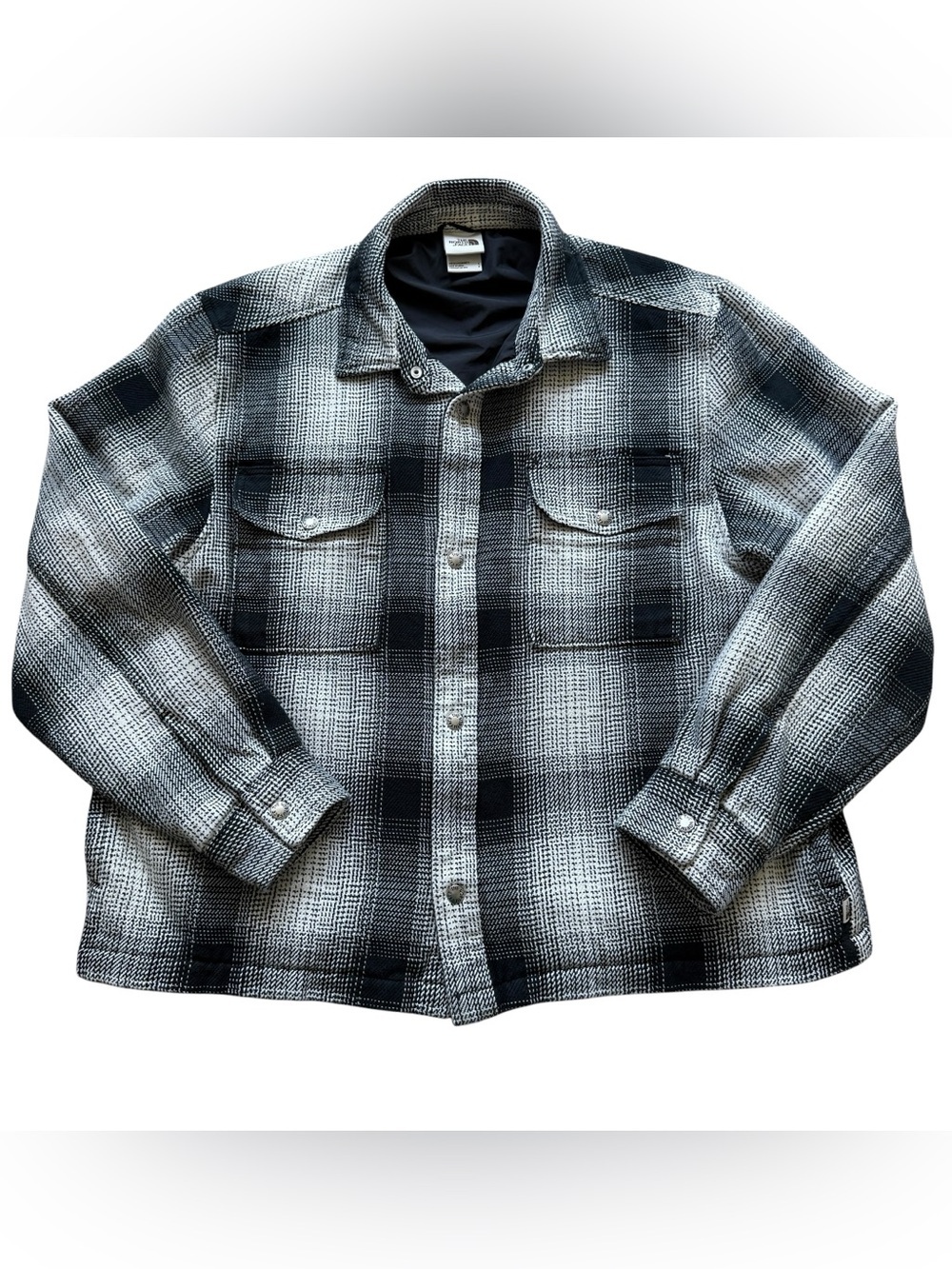 The North Face Plaid Shirt Jacket Shacket Black White Cotton Men’s Large Coat